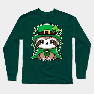 Kawaii Irish Sloth Cute St. Patrick's Day Lucky Animal  Long Sleeve T-Shirt